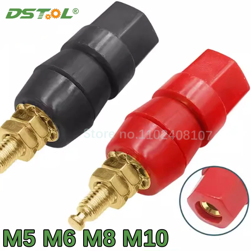 Hexagonal Single Terminal Speaker Amplifier Gold-plated Terminal Speaker Wiring Black Red M5 M6 M8 M10 Copper/Iron Terminal