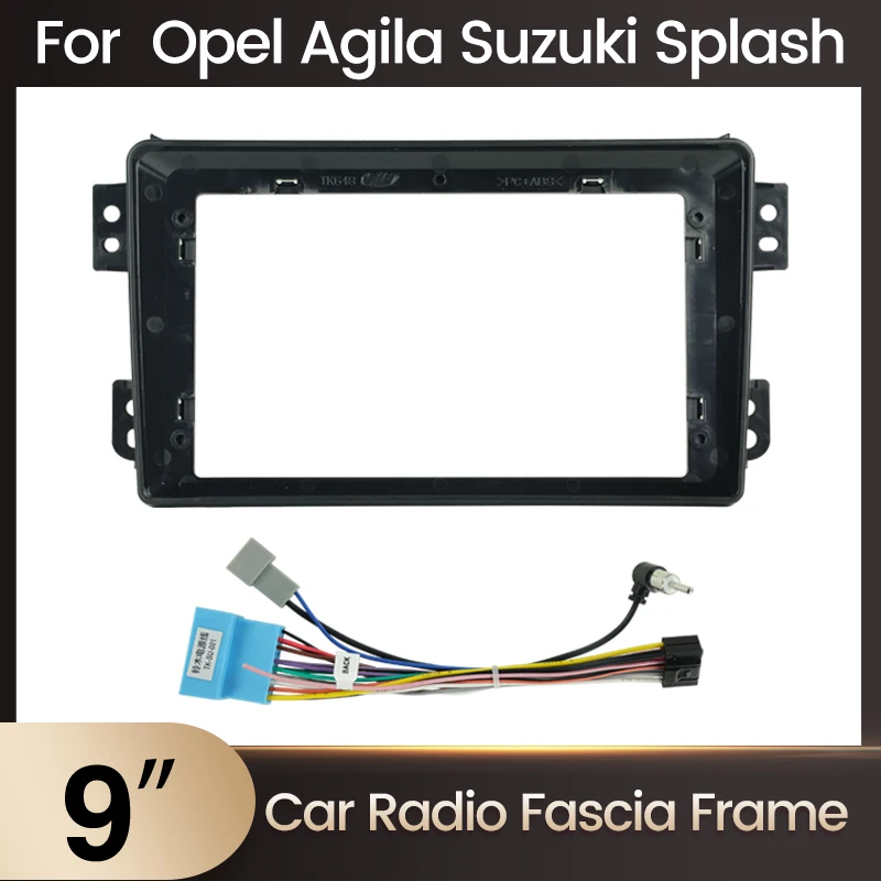 9Inch 2 Din Car Radio Frame Fascia Dash Kit DVD Radio Panel Stereo Cover For OPEL Agila SUZUKI Splash Ritz 2008-2014 Power Cable