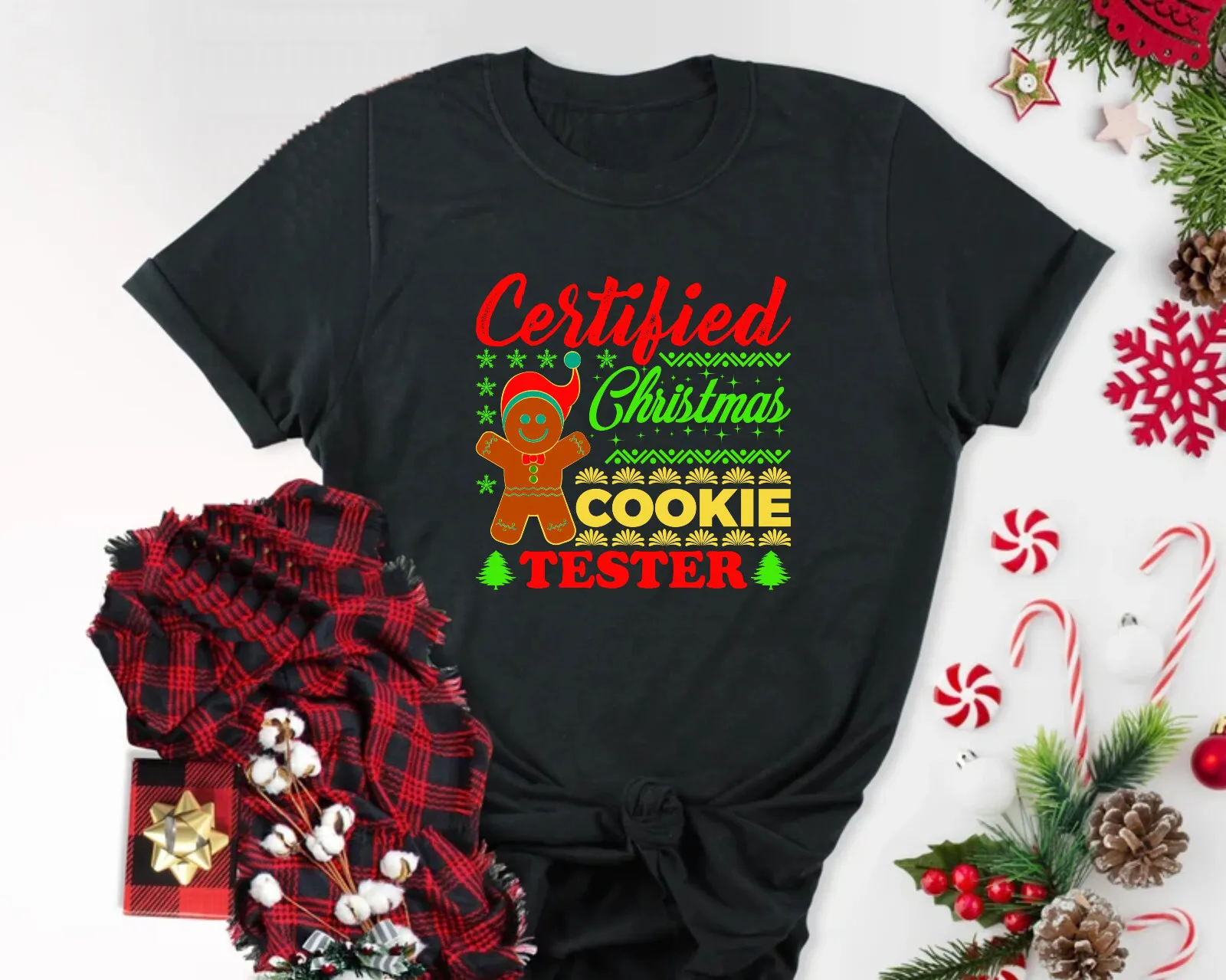 

Christmas Ginger Bread T Shirt Certified Cookie Tester Xmas