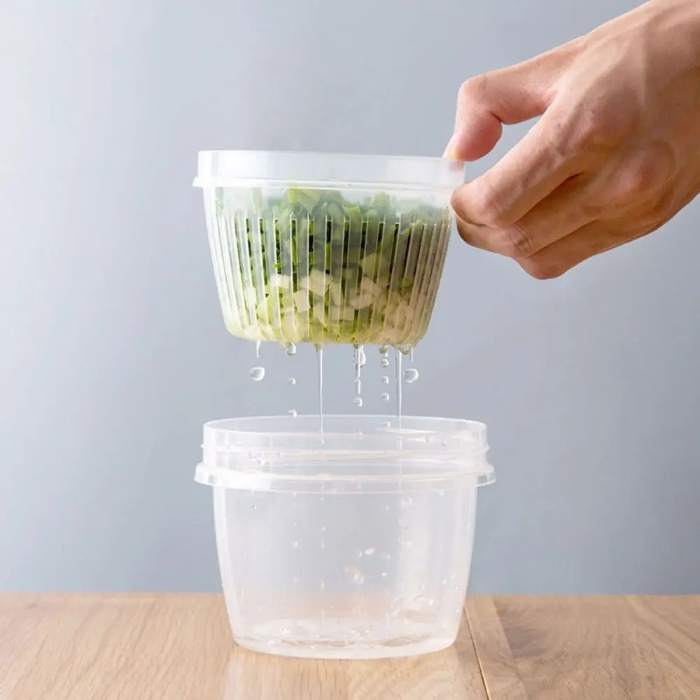 

PP Transparent Onion Storage Box Sealed Dustproof Round Drain Storage Box Fresh-Keeping With Lid Refrigerator Storage Box