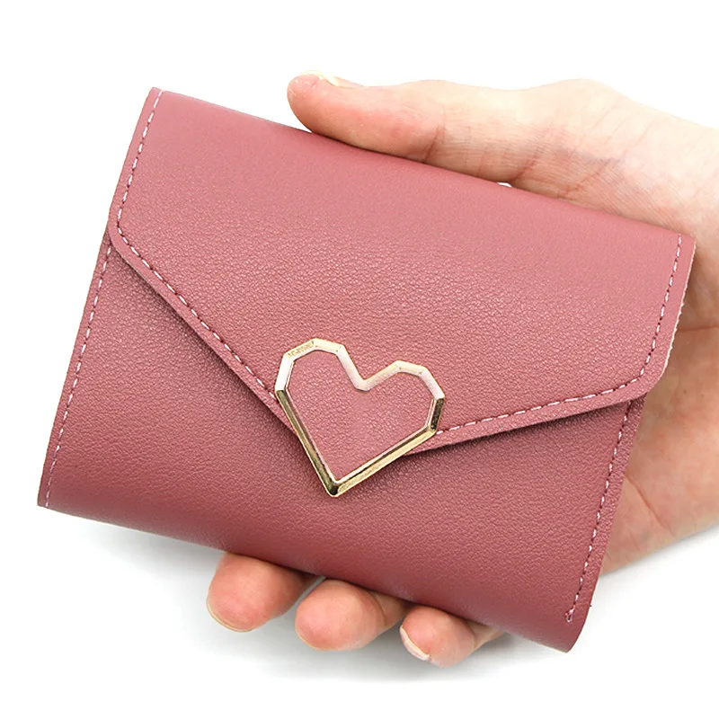 Personalized and Fashionable Women's Short Wallet , Heart-shaped and Versatile Short Bag Change Card Bag