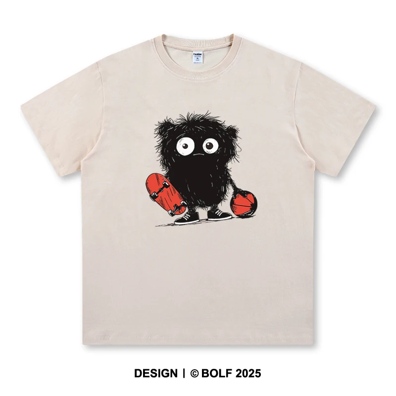 Anime-Skizze bedrucktes Herren-T-Shirt aus 100 % Baumwolle, übergroße Kawaii-Grafik-T-Shirts für Männer, süße japanische Streetwear