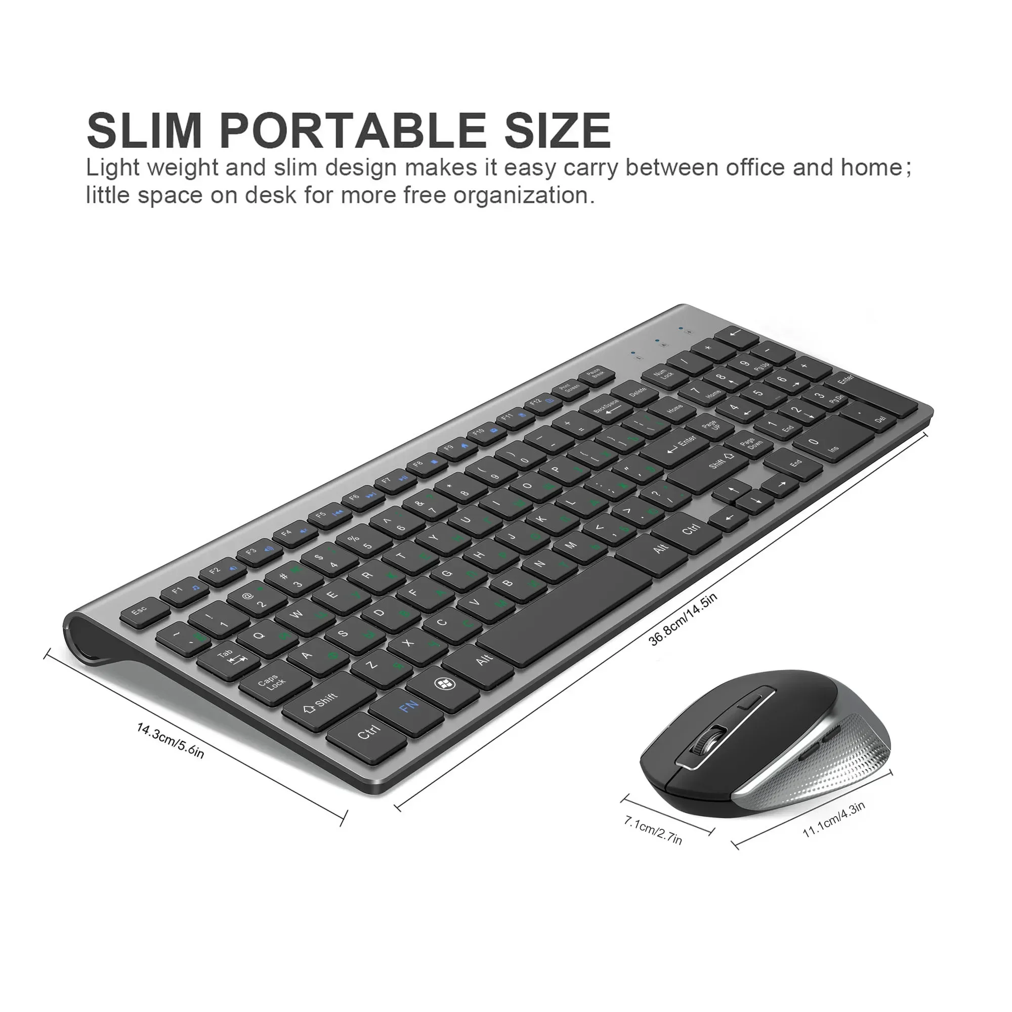 Set Mouse Keyboard nirkabel 2.4G, tata letak Rusia, desain ramping portabel USB, Keyboard ergonomis dan Mouse Kombo untuk Notebook Laptop