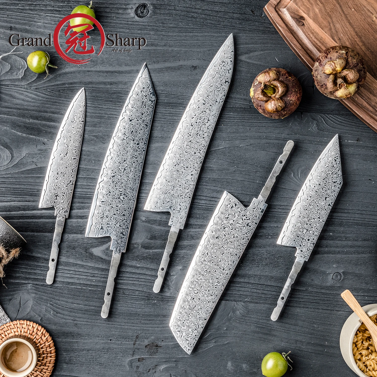 

Grandsharp DIY Лезвия для ножей 1-5 шт. 67 слоев дамасской стали 10cr15CoMov Высокопроизводительные лезвия для индивидуальной сборки острое лезвие