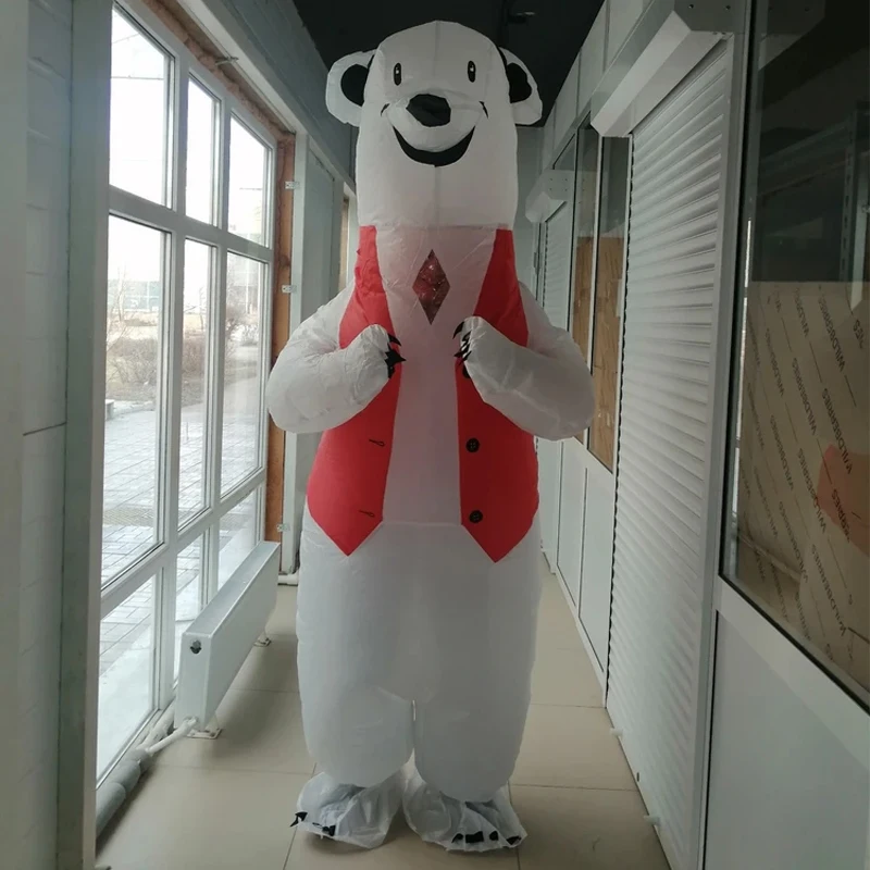 

Надувной костюм белого медведя, платье для взрослых, жилет, костюм белого медведя, надувной костюм для вечеринки на тему животных на Хэллоуин