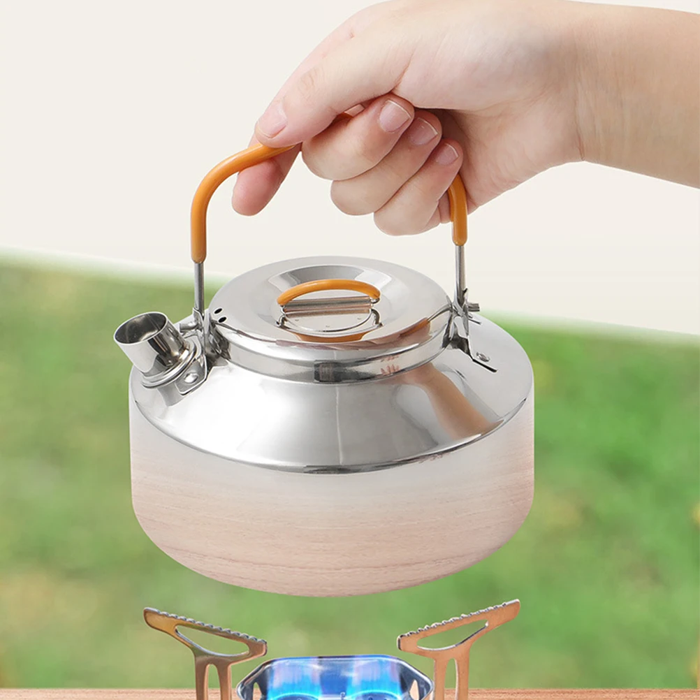 

Stainless Steel Camping Kettle Outdoor Silver Hiking Tea Cookware Water Jug Stove Pot Open Fire picnic water kettle stainless