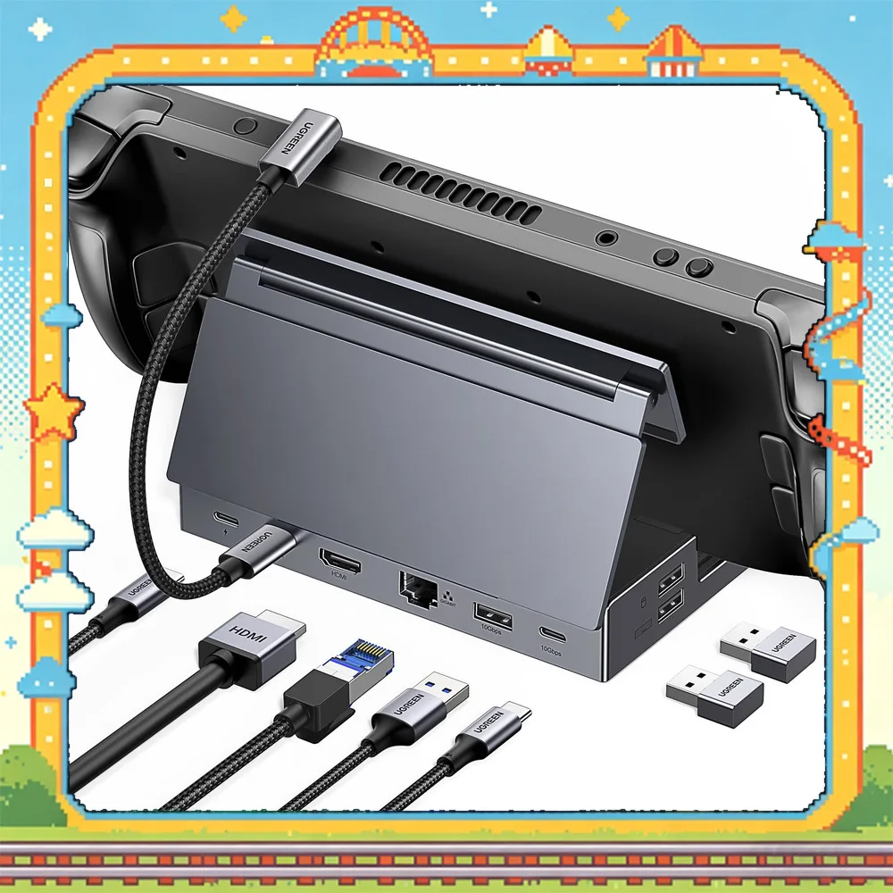 UGREEN 25869 9-in-1 Steam Deck Docking Station 4K 60Hz HDMI 10Gbps USB Gigabit Ethernet SD TF 100W PD for ROG Ally.