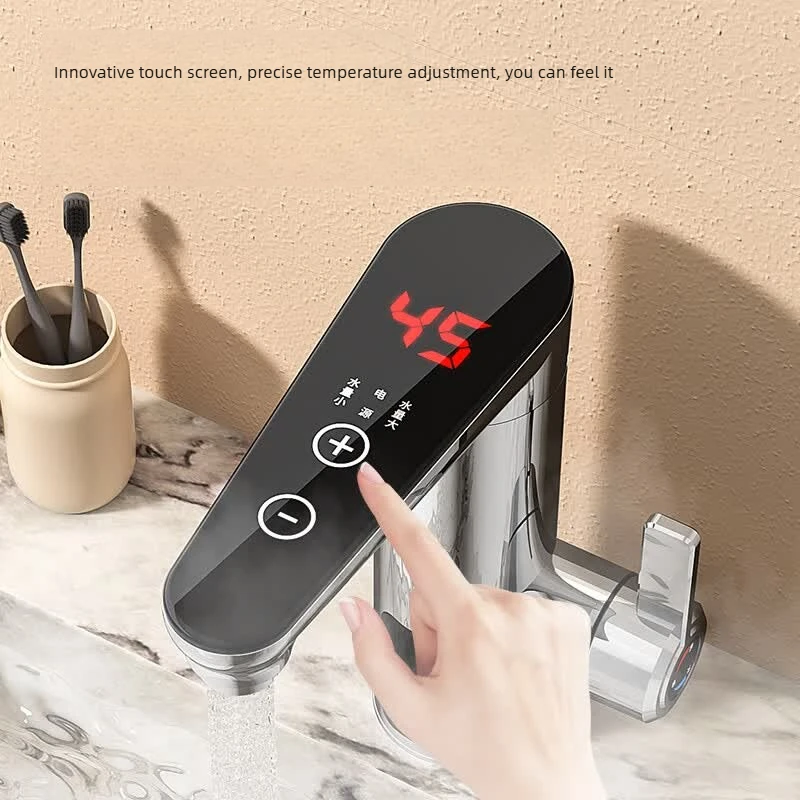 Instant Hot Water Heater Tap, Stainless Steel Bathroom Fast Heating with Smart Temp Screen & Leakage Protection, Durable Durable
