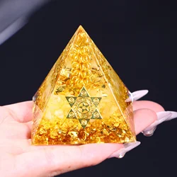 1 Piece Citrine Organ Pyramid Cube, Attract Prosperity, Surround Yourself with Vibrant Citrine Energy, Home and Office Decor