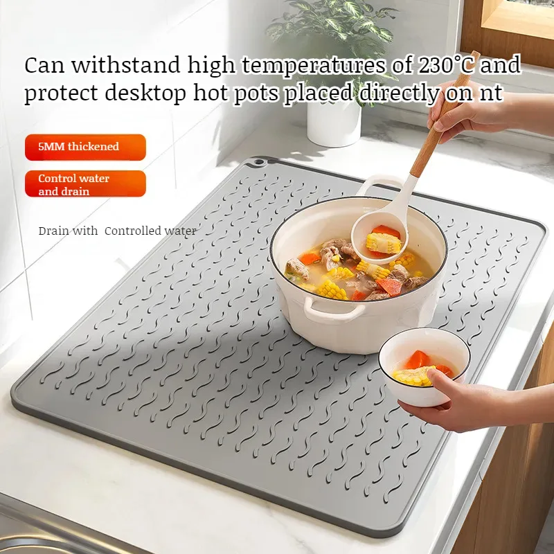 Household drainage mat multifunctional table antislip antiscald mat kitchen silicone mat nonslip mat kitchen table silicone