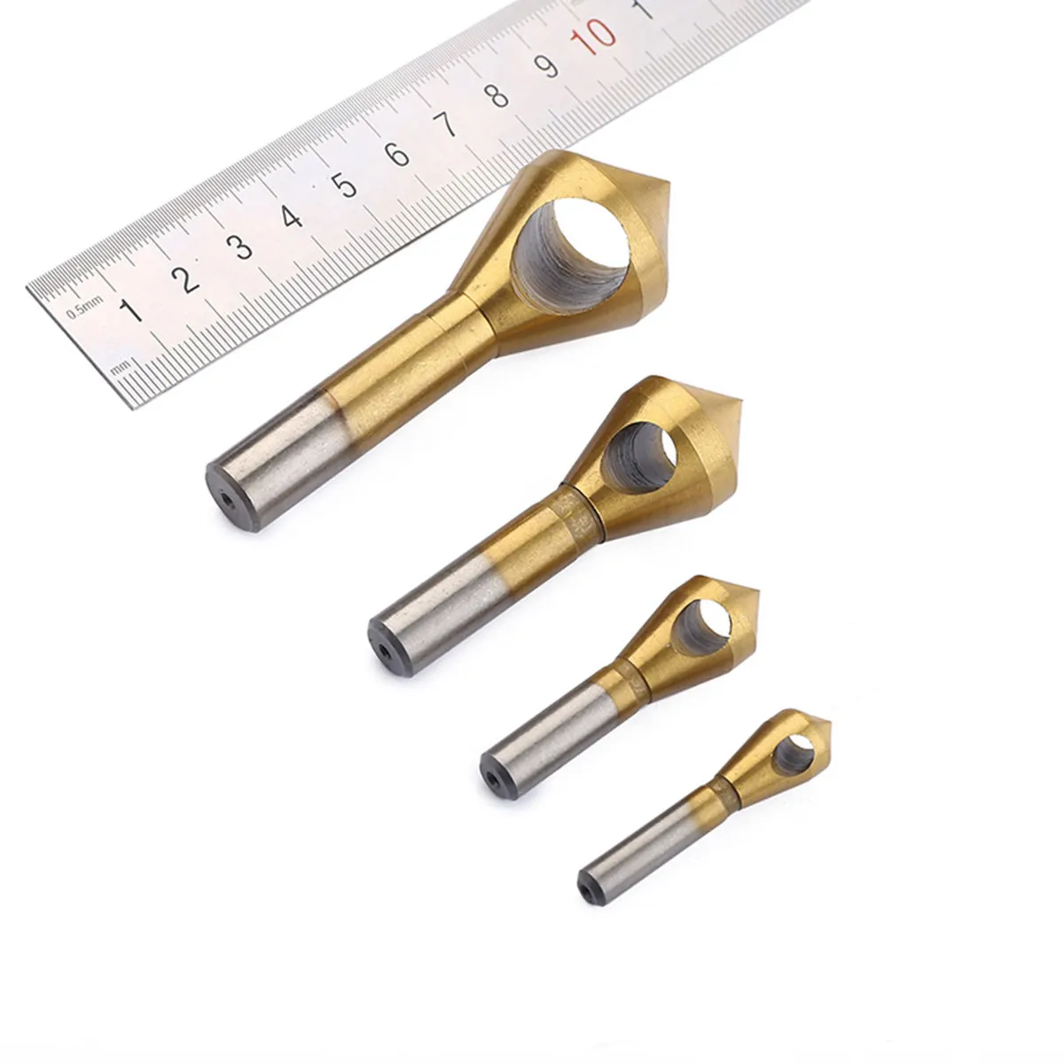 4Pcs Titanium Coated Countersink Drill Bit Deburring Tool High Hardness Chamfer Tool for Circular Holes Plastic Aluminum Copper - view 6