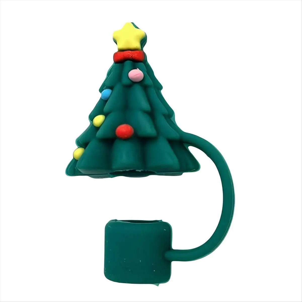 A56K 10PCS Silicone Straw Tips Lids Protectors for Stanley40 Oz Tumbler Cups Green Christmas Tree Silicone Straw Covers