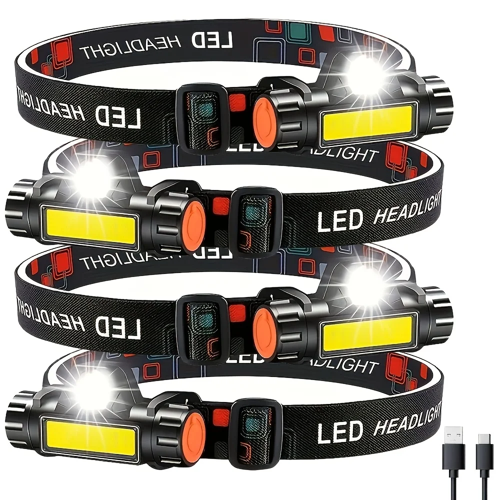 Portable Mini Powerful LED Headlamp XPE+COB USB Rechargeable Hunting Headlight Waterproof Head Torch with Tail Magnetic