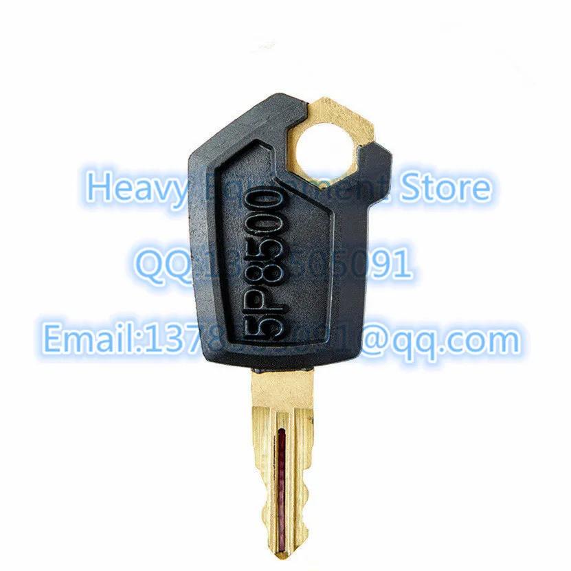 1 PC Key For Caterpillar 5P8500 CAT Heavy Equipment Ignition Loader Dozer Metal & Plastic Black & Gold