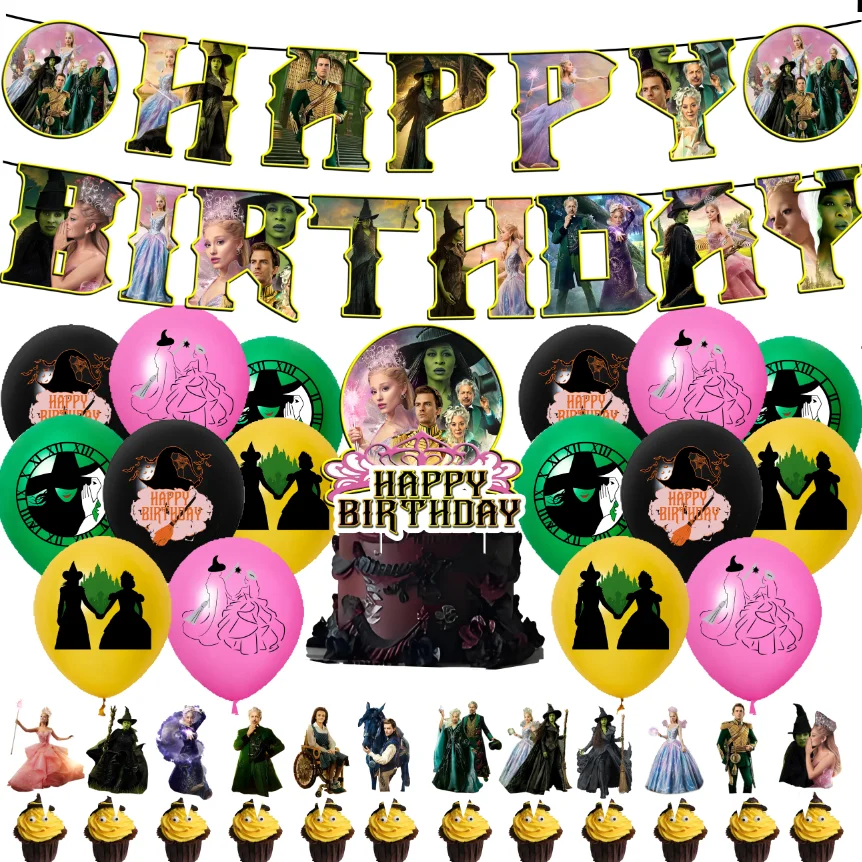 Witch magic Theme Birthday Party Decorations cake topper balloons banner Backdrop spiral for Girls Baby Shower Supply