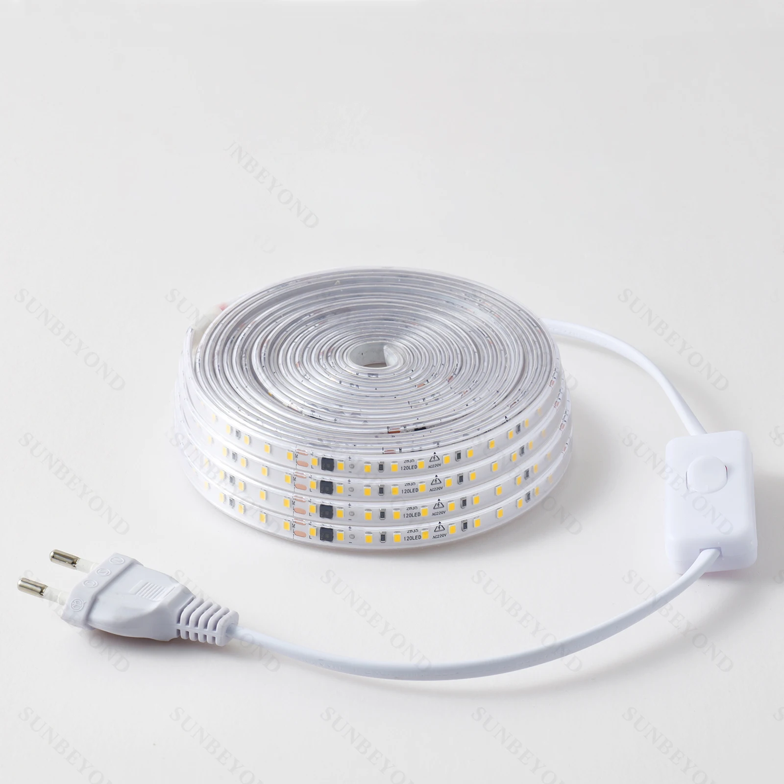 Strisce luminose a LED, 220V/230V, 120 LED/m, nastro adesivo per strisce LED, nastro luminoso a LED, colore bianco o bianco caldo, ideale per cucina, decorazione di ambienti domestici, illuminazione