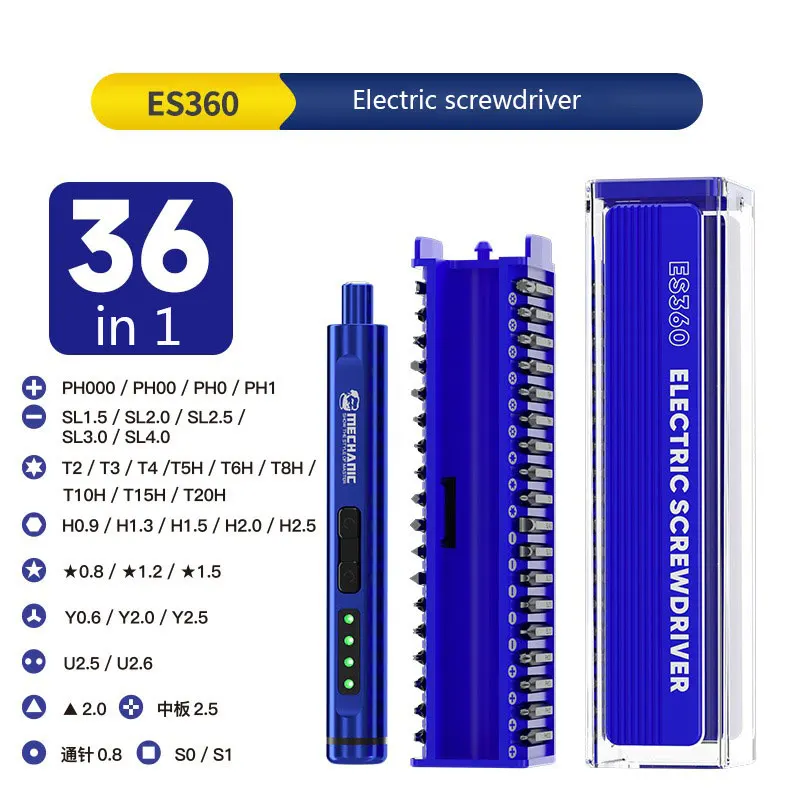 Mechanic ES360 ES420 Precision Electric Screwdriver Adjustable 5-Speed LED Light Electric/manual for Phone Computer Home Repair