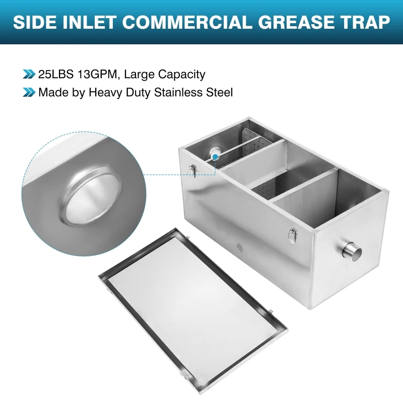 Imagem -03 - Interceptor de Graxa de Armadilha de Óleo de Água Separador de Filtro Tratamento de Águas Residuais de Cozinha para Restaurante e Casa Aço Inoxidável