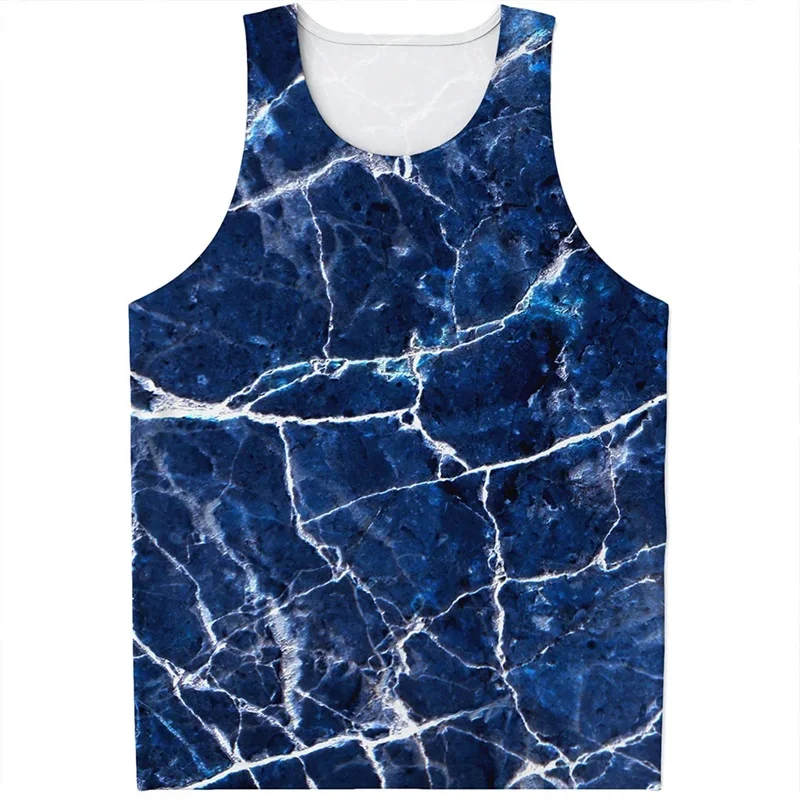 Digital Print Black White Marble Pattern Tank Top For Men Casual Oversized Sleeveless Tee Shirt Mens Quick Dry Vest Ropa Hombre