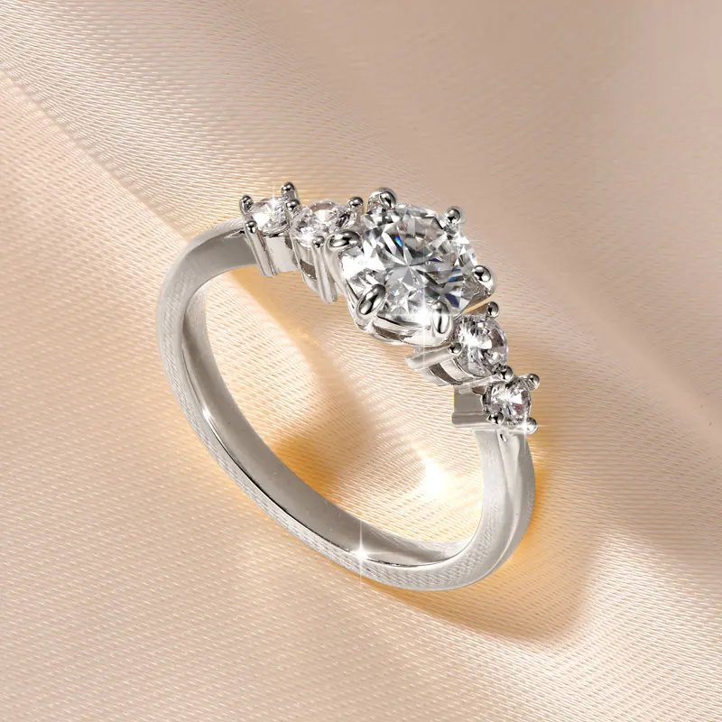 IOGOU 14K Gold Filled 1,0CT 6,5MM D Moissanit-Diamantringe, Hochzeits- und Verlobungsring für Frauen, exquisiter Versprechensschmuck