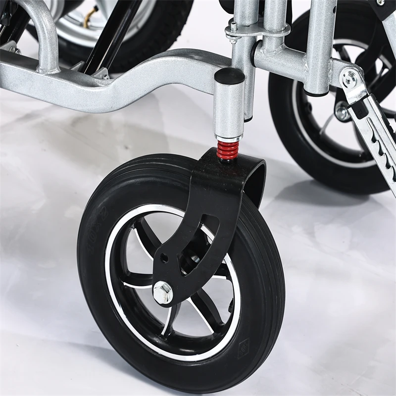 Sedia a rotelle elettrica pieghevole portatile stile reclinabile con schienale alto con controllo joystick per anziani e disabili