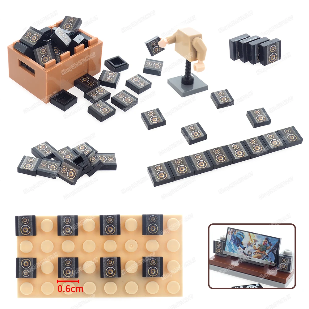 Mini tromba modello Building Block 3070 stampato nero Moc figure Ktv canto scene altoparlanti accessori modello giocattoli regalo per bambini