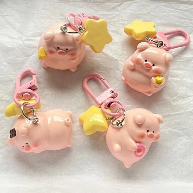Cartoon Key Chain Charms Decoration Pink Pig Pendant Korean Style Bag Pendant Creative Resin 3D Key Chain Girls Gift