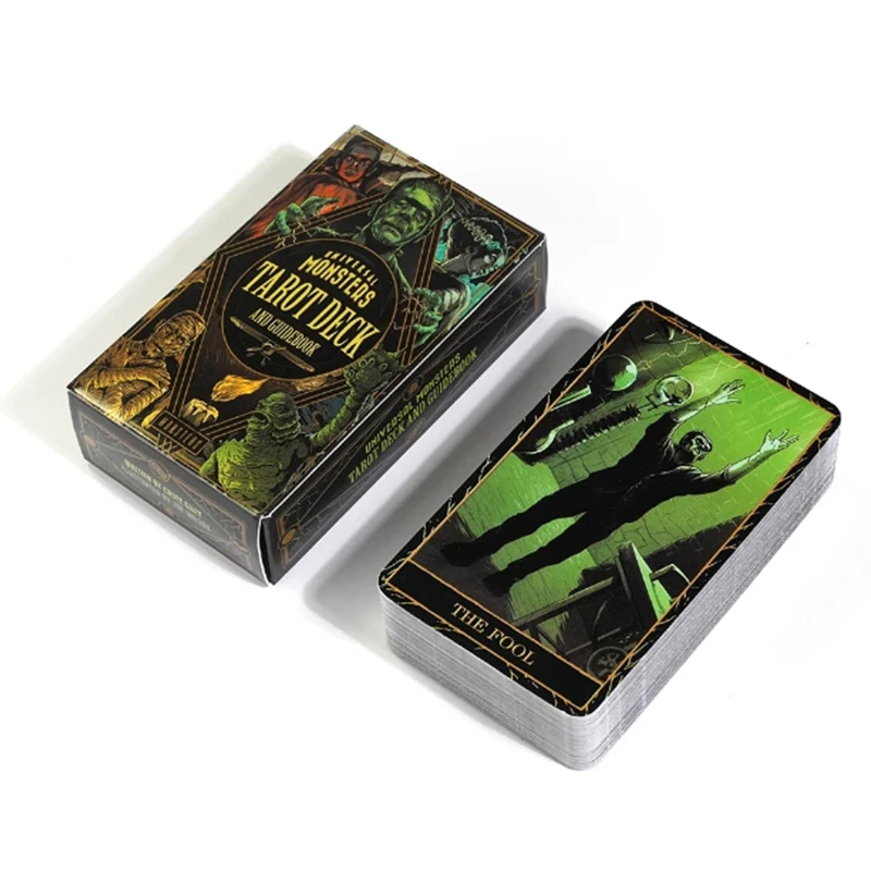 Neueste 78-teilige Karten Universal Monsters Tarot Deck 10,5 * 6,3 cm bringt den gruselige Geist der klassischen Filmmonster an Tarot-Lesungen