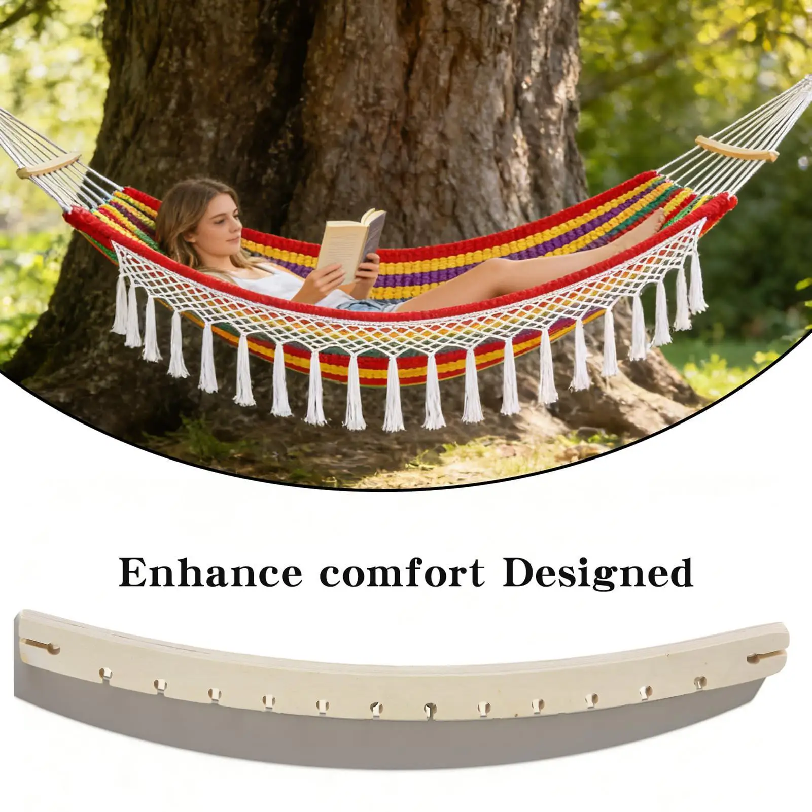 2pcs Hammock Spreader Bar Detachable Arched 14-Hole Hammock Replacement Supports For Porch Patio Garden Deck Balcony Camping