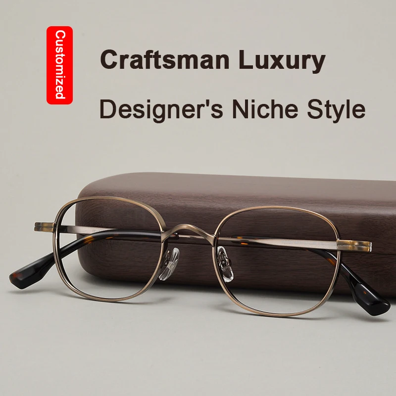 Japanese Replica Pure Titanium IP Electroplating Acetate Tip Glasses Frame Men‘s Women’s Oval Small Face Ultra-Light Eyeglasse