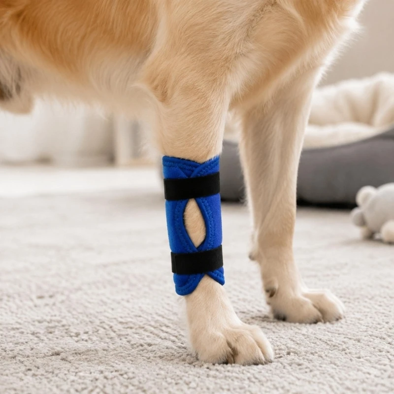 Soft, Stretchy Dog Leg Covers for Limiting Chewing Access, 4 Piece Set with Repositionable Fasteners for Routine Care KXRE