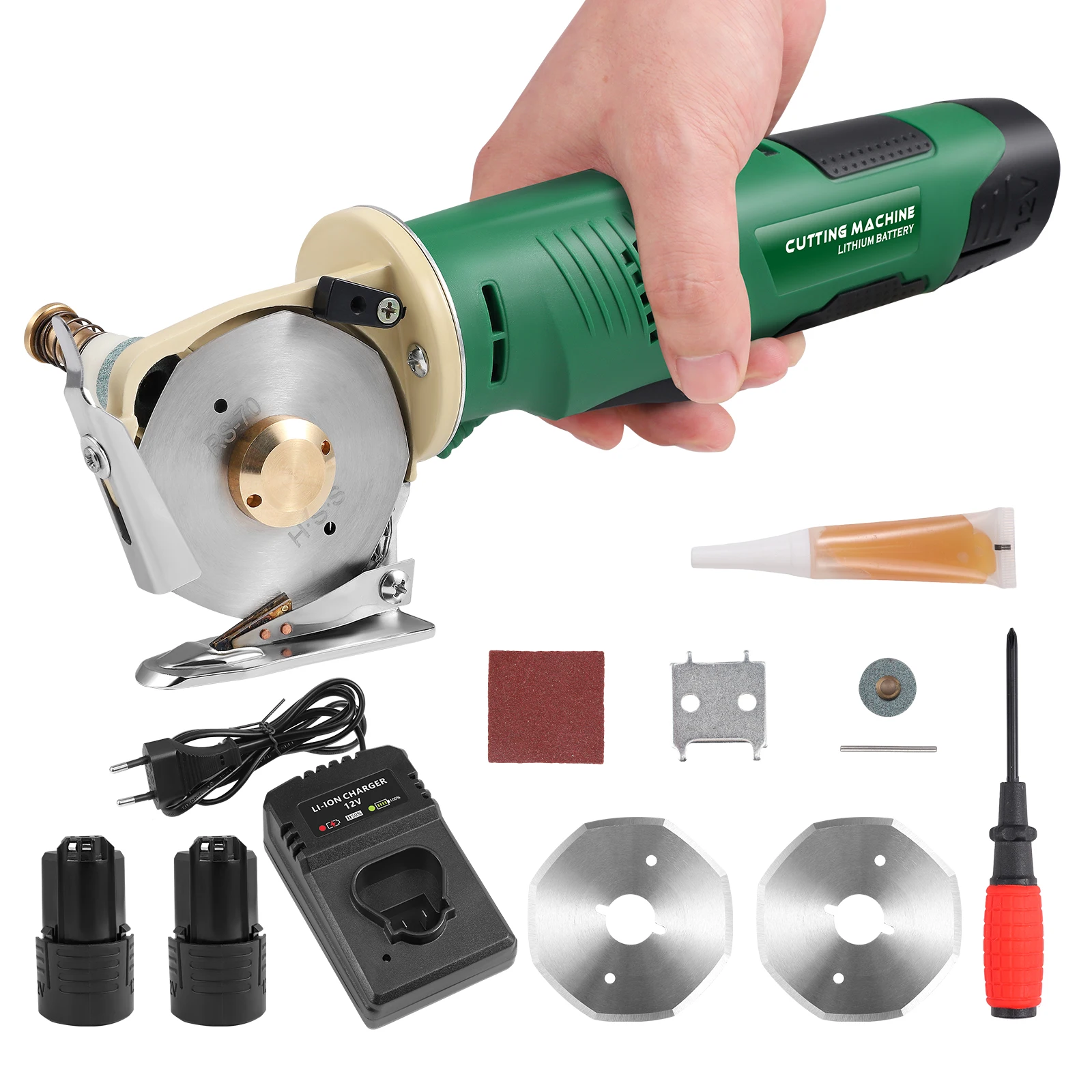 Image of 2000 U/min Kabellose Elektrische Rotationsschere mit 240W Reinkupfermotor, Automatische Schleif- und Schmierungsfunktion, 2 x 2000mAh Akkus