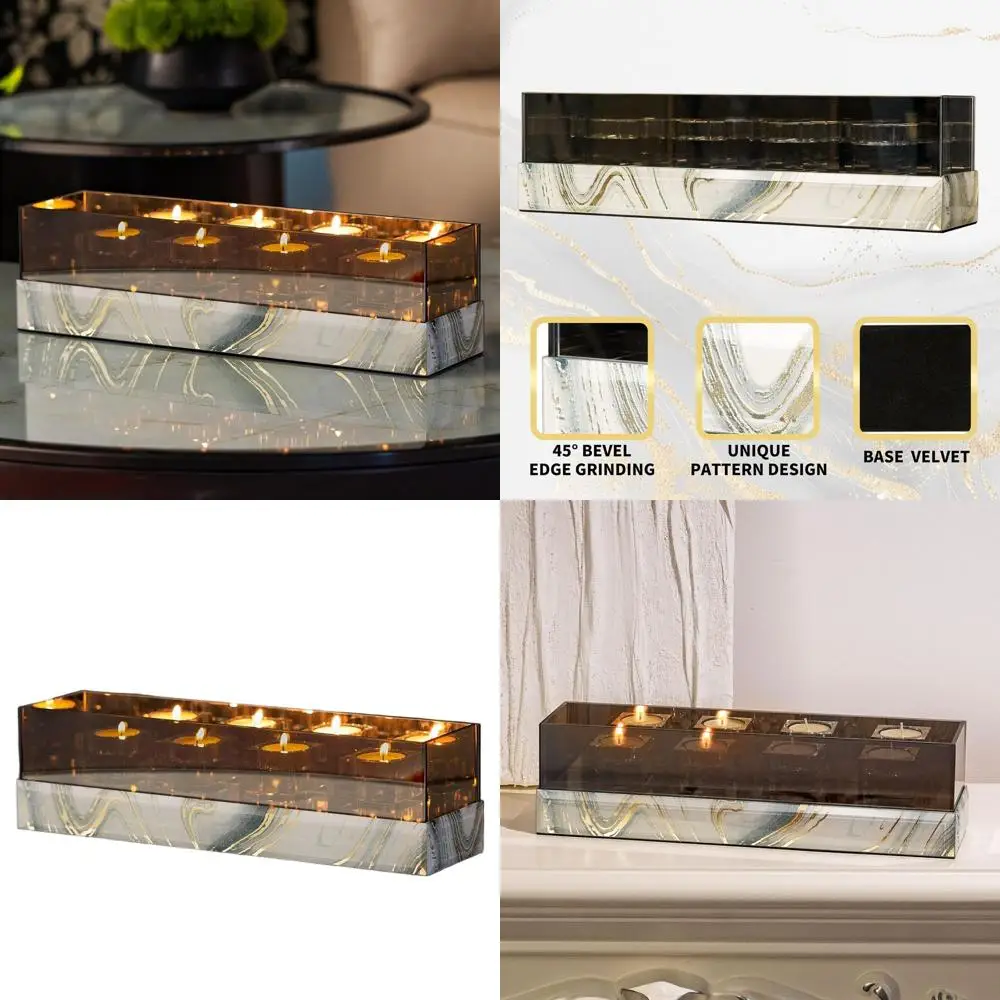 

Белый мраморный подсвечник из стекла на 4 свечи-вотивы или чайные свечи — идеальный элемент декора для столовой, кухни и патио
