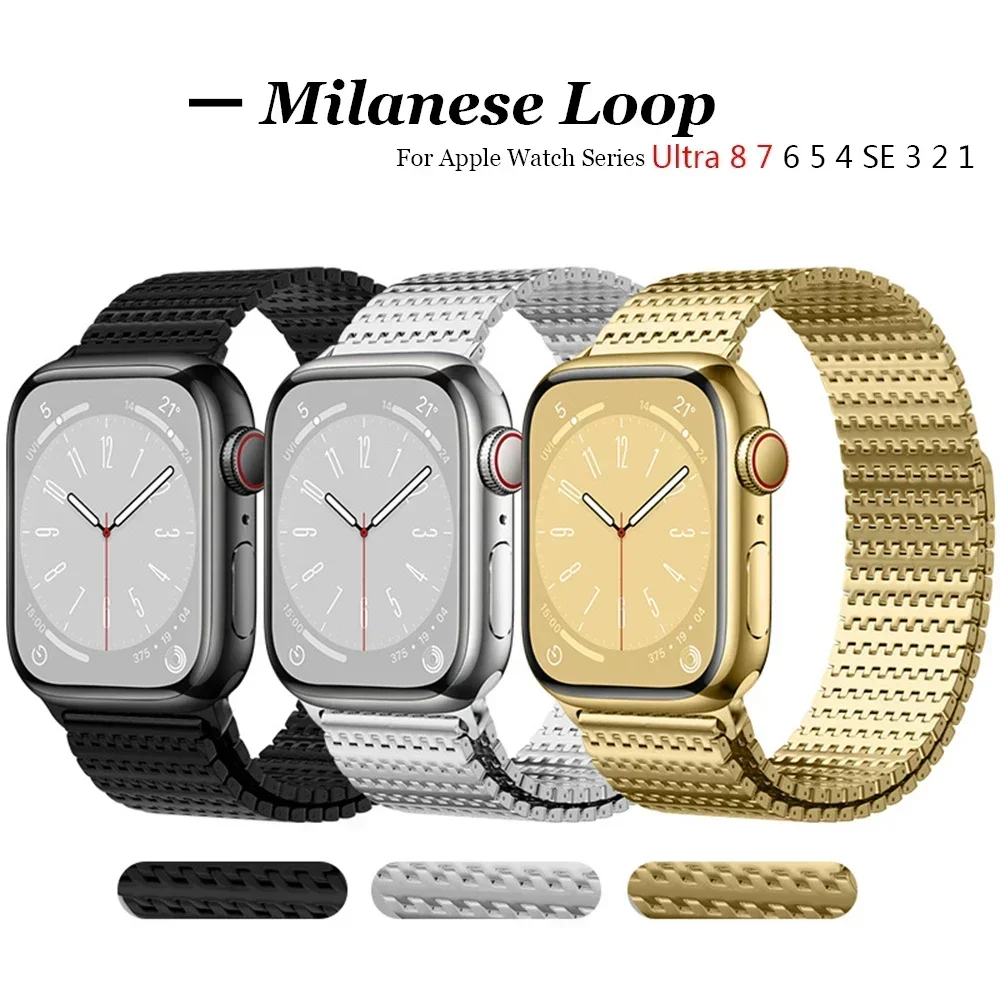 Magnetic Milanese Loop for Apple Watch Ultra 2 49mm 9 8 7 45mm 41mm Luxury Men Metal Band IWatch Series 6 5 4 Se 40 44mm 38 42mm