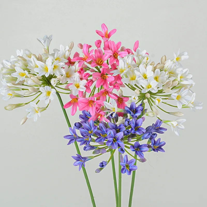 76cm Luxuriöser Afrikanischer Agapanthus Seiden-Kunstblumenzweig für Heim, Garten, Hotel, Tischdekoration und Fotorequisiten
