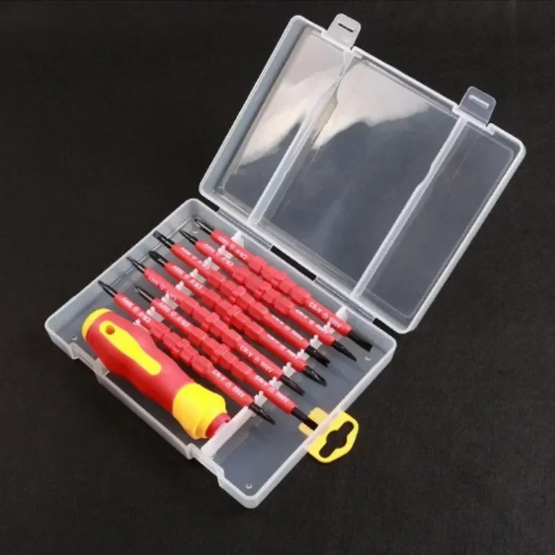 

Набор инструментов для ремонта электрика, 13 шт., 1000 В, набор сменных изолированных отверток с магнитными шлицевыми насадками