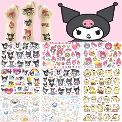 Pegatinas de tatuaje Sanrio de dibujos animados para niños, pegatina de impresión de transferencia de agua Kuromi My Melody, juguetes para niños