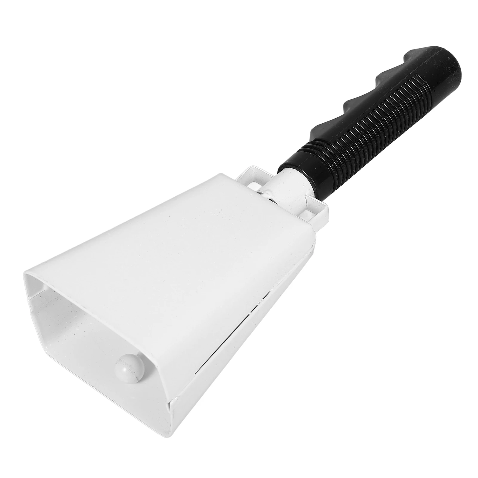 

Sound Generator Cow Bell White Hand Bells Ergonomic Handle Crisp Voice Musical Instrument Drum Accessory Party Toy Metal Cowbell