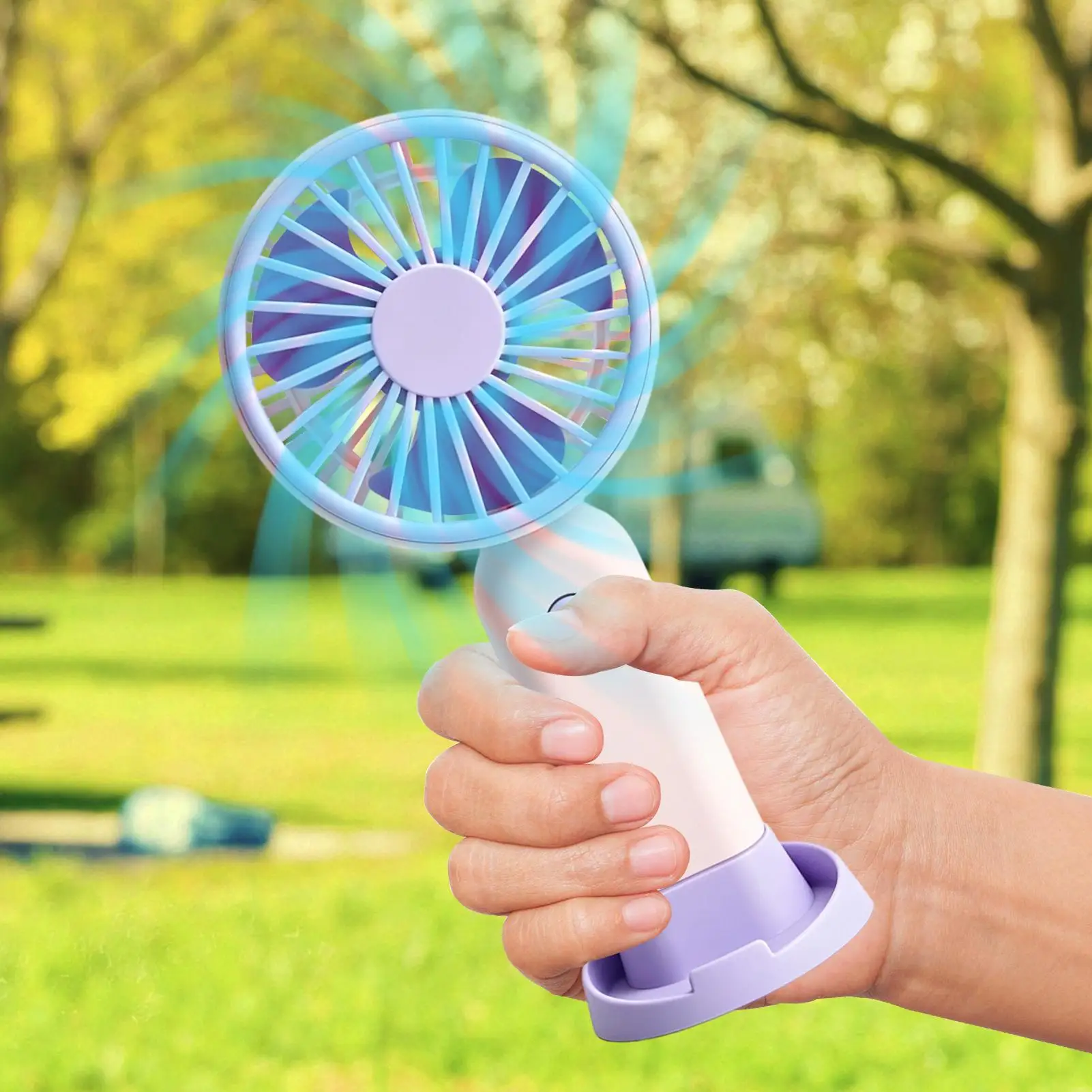 Portable Mini Handheld Fan 3 Wind Speeds Low-Noise Summer Blower Personal Fan Handheld With Base Turbo Handheld Fan Pocket Fan
