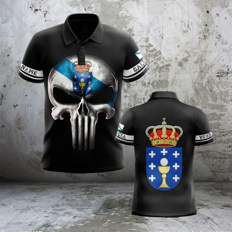 Customized Galicia Flag&Map Graphic Polo Shirt Summer Casual Sportswear Loose Cool Jersey Loose Plus Size Short Sleeve Tops