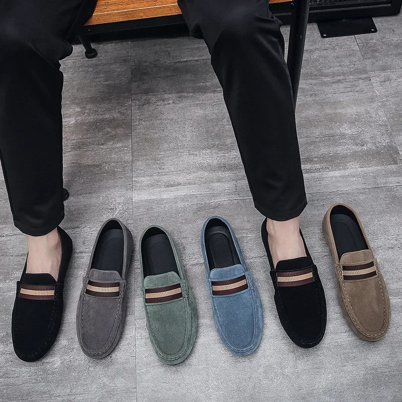 Brand Design Moccasins Men's Loafers Suede Casual Shoes Slip on Men Flats Spring Summer Zapatos Hombre Lightweight Driving Shoes