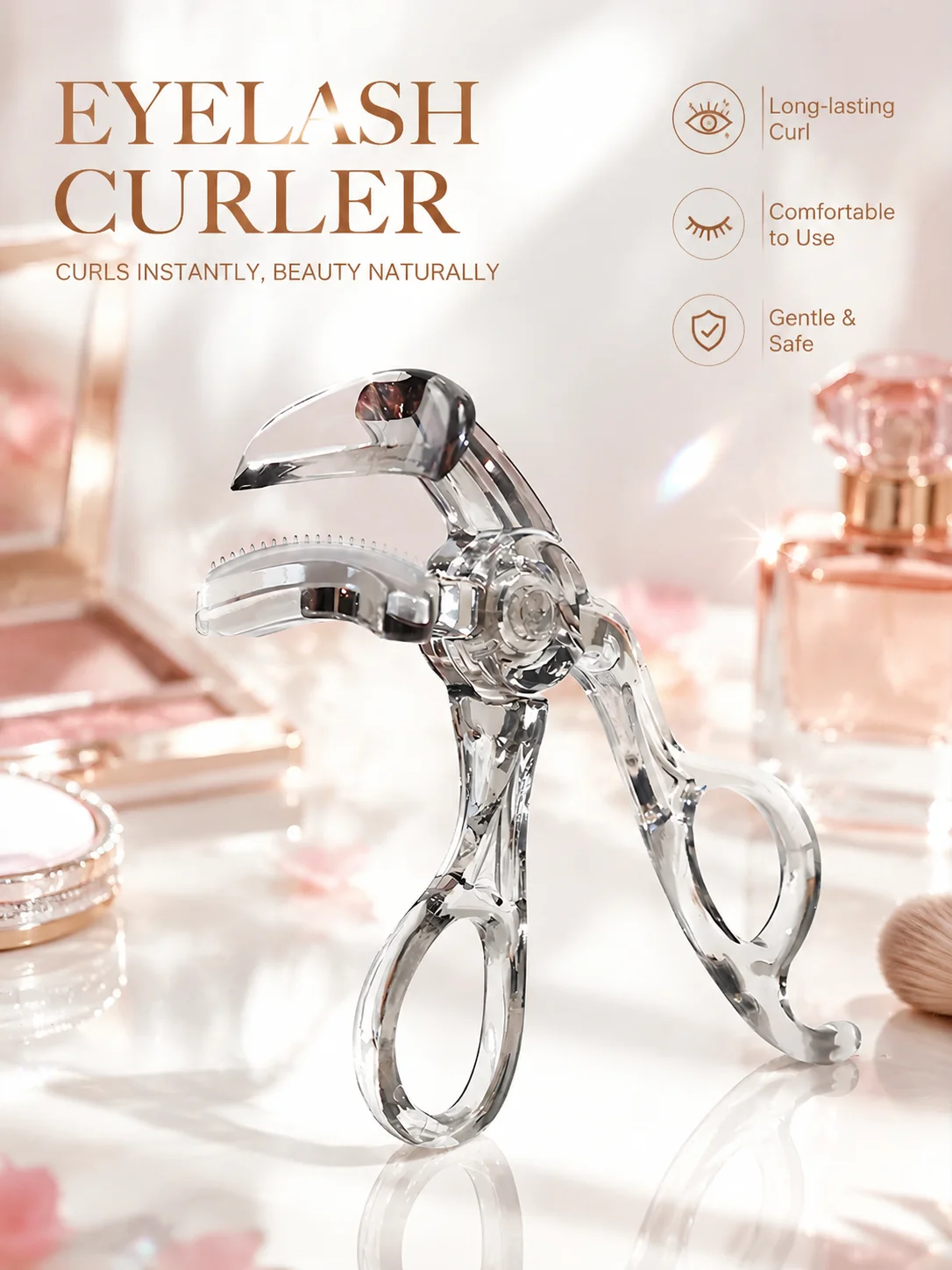 1/3 PCS Wide-Angle Borderless Eyelash Curler with Teeth Natural Sunflower Lash Curler Long Lasting Curl for Beginners