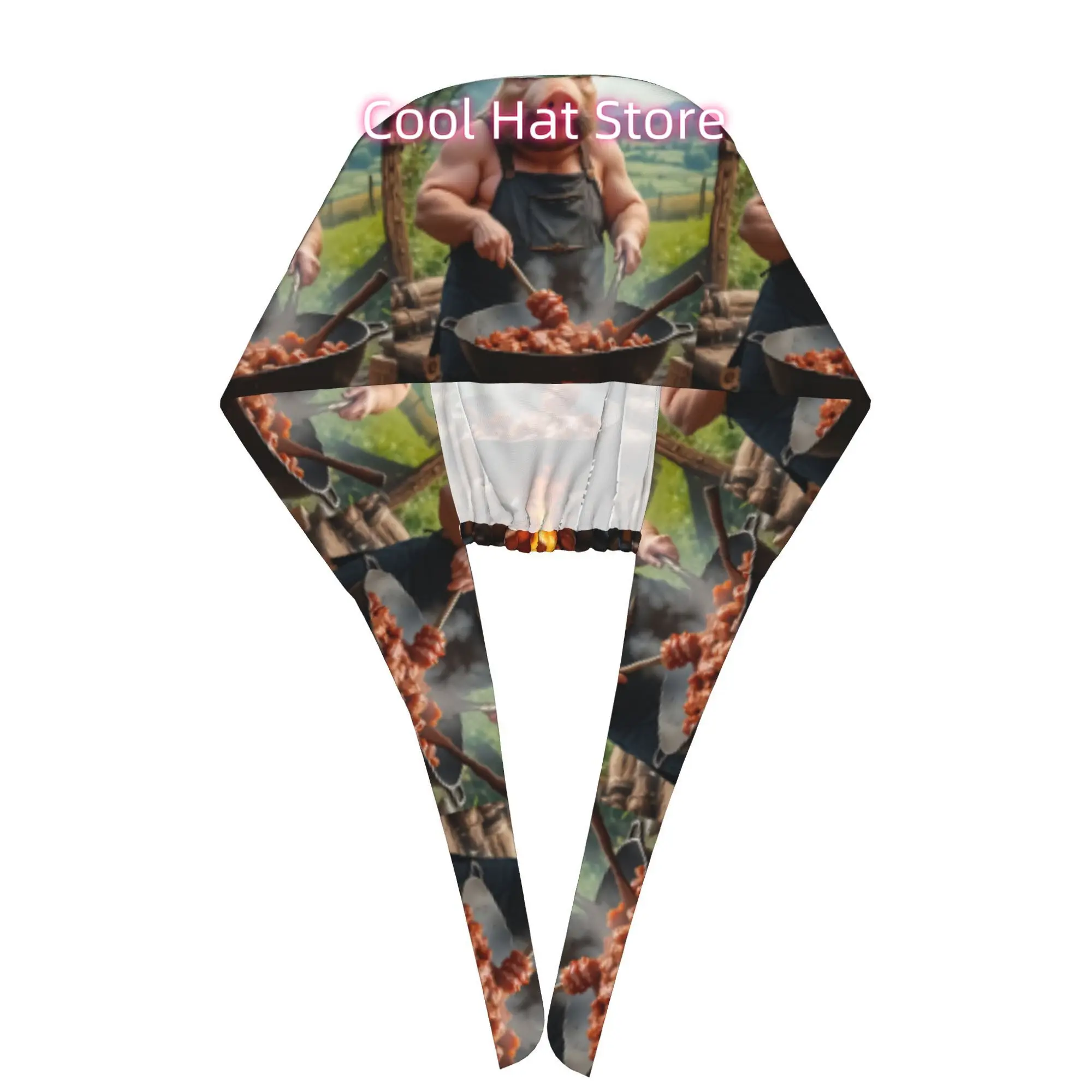 1pc Printed Breathable Trendy Mexico Christmas Gift Work Cap Pig Chef Graphic Cooking Hat Rustic Outdoor BBQ Style Cozy Farmhous
