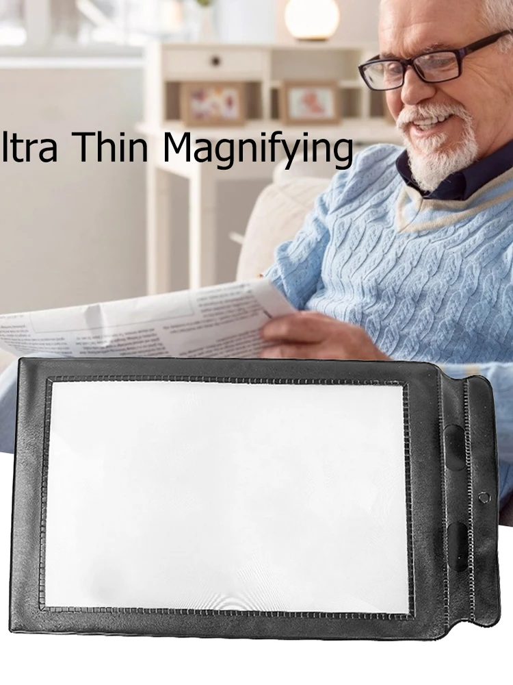 แว่นขยายแบบมือถือ พับได้ ขยาย 3 เท่า ขนาด A4 ขยายเต็มหน้า สำหรับผู้สูงอายุ อ่านหนังสือและหนังสือพิมพ์