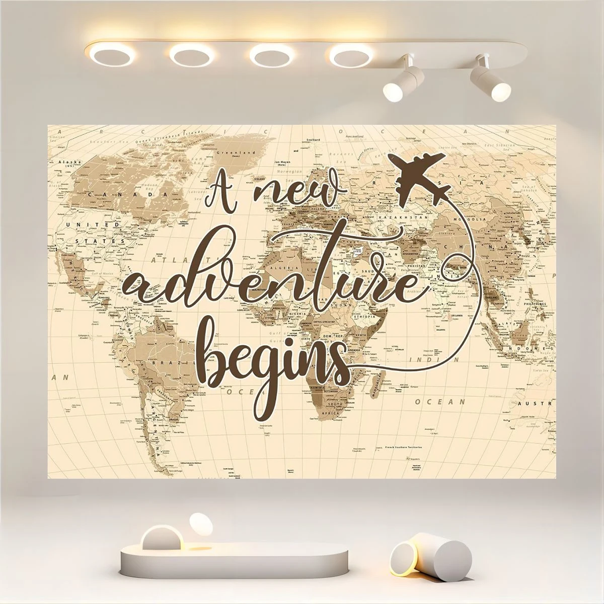 Adventure Waiting for World Map Background Let Adventure Start Travel Theme Party Decoration Background World Map Decoration