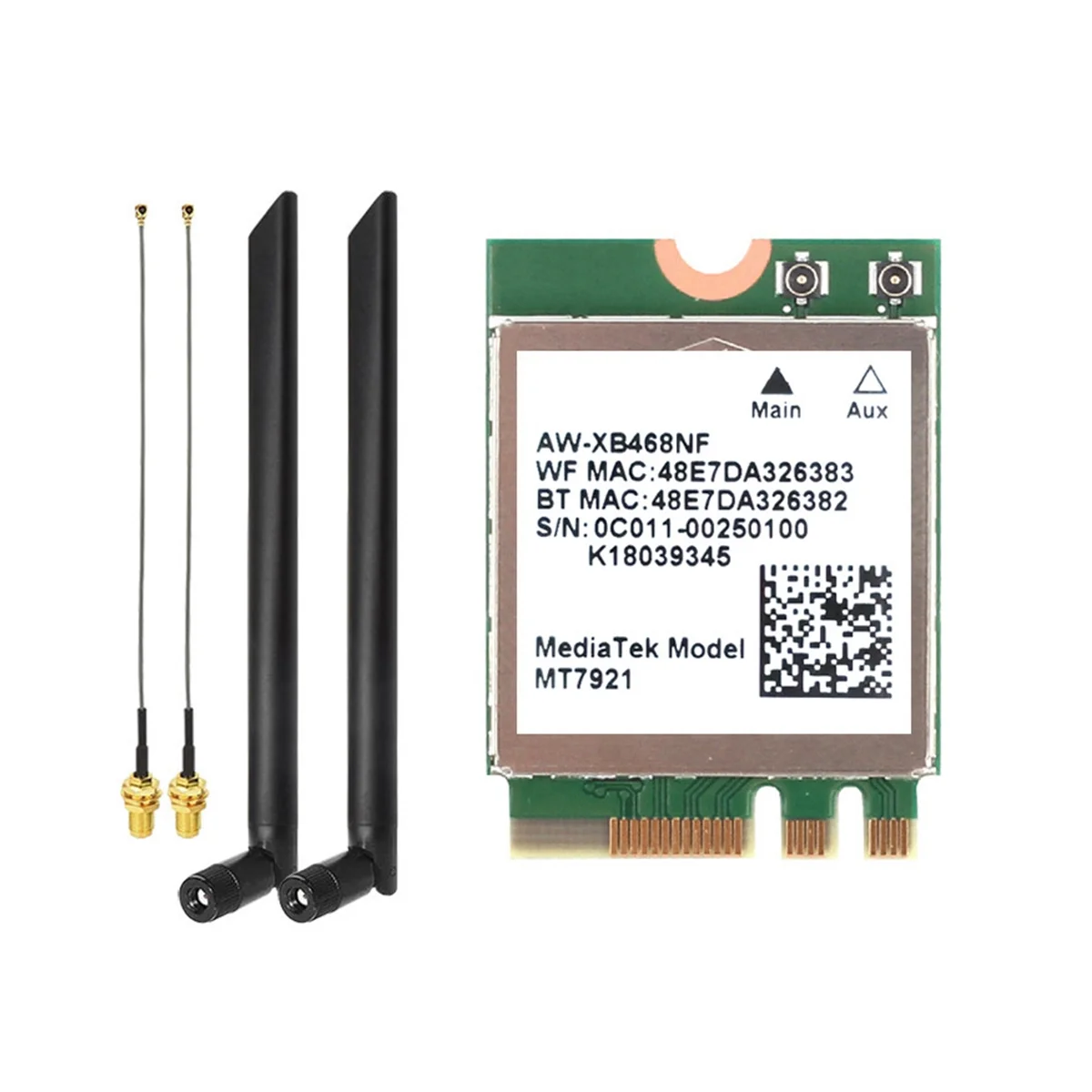 

AB20-MT7921 WIFI6 2.4G 5G Gigabit Network Card Desktop Computer Laptop Built-in Wireless Network Card with External Antenna
