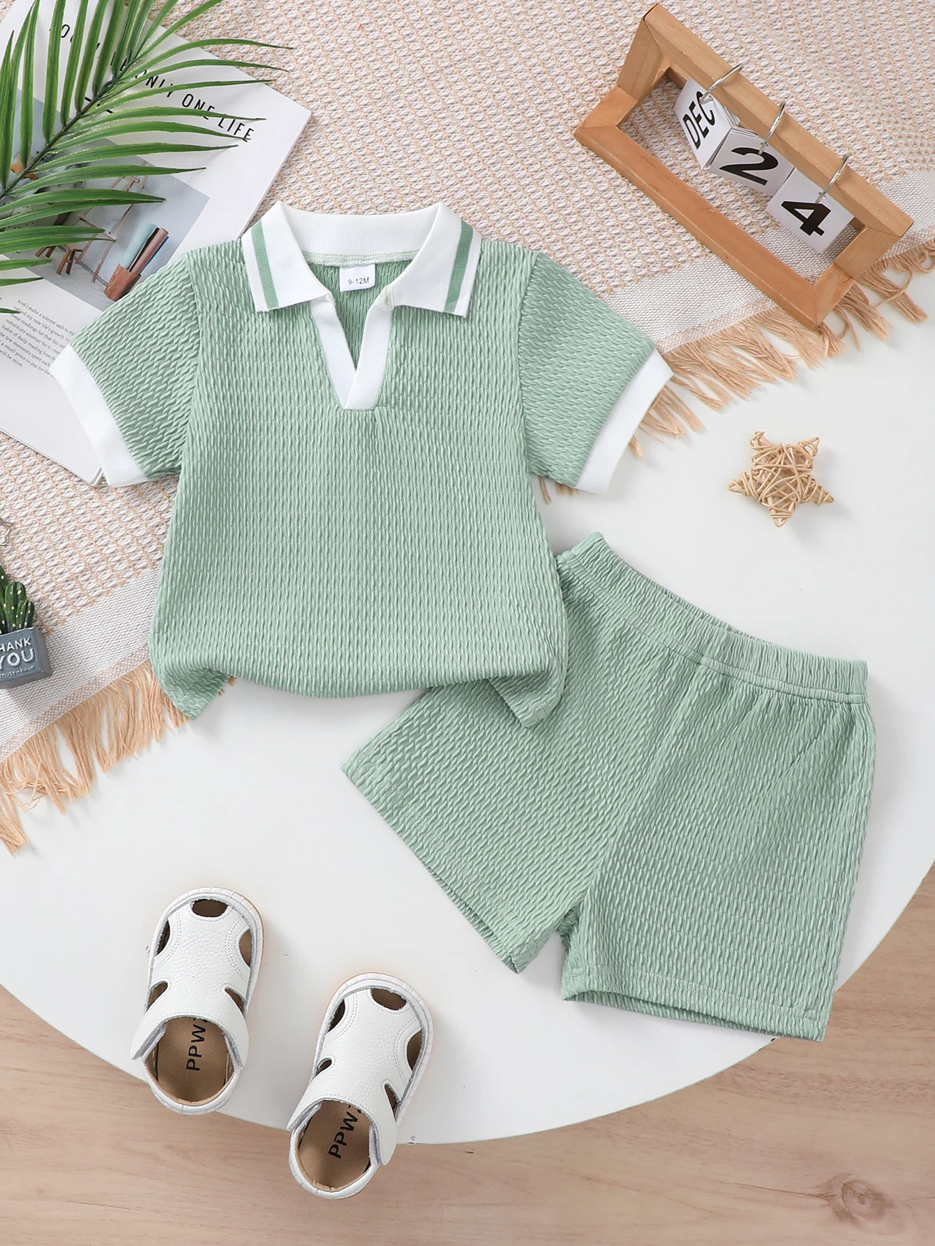 2Pcs Baby Boy Outfit Set Summer Fresh casual Short Sleeve Lapel Shirt + Shorts Toddler Infant Casual Kids Clothing For 0‑3Years