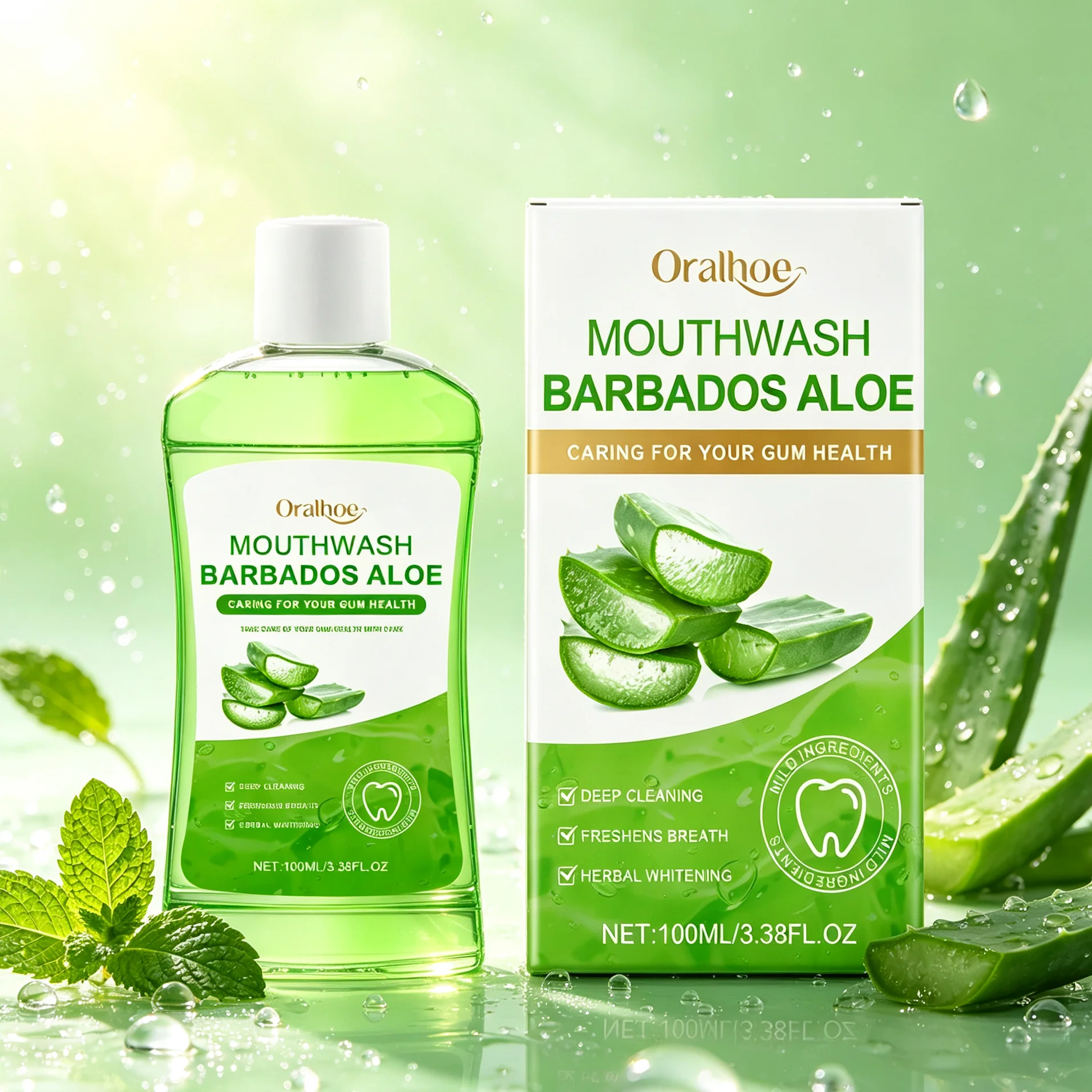 Aloe Vera Mouthwash Breath Remove Bad Breath Plaque Stains Gentle Soothe Sensitive Gum Deep Oral Cleaning Oral Care Mouth Rinse