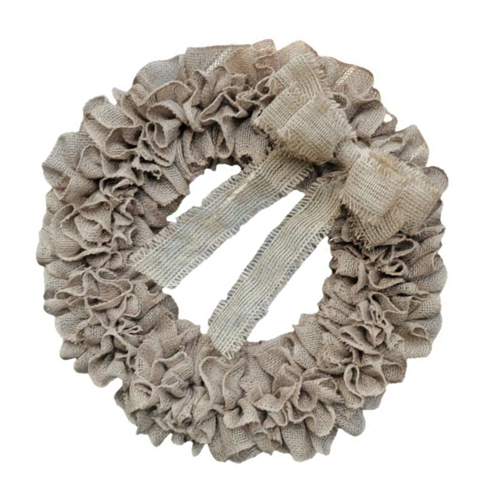 Rustic Burlap Wreath for Front Door Decor with Pleated Texture Natural Linen Wreath for Farmhouse Home for interior