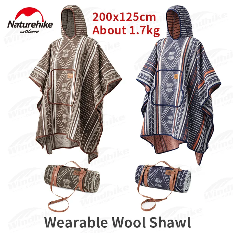 

Naturehike Windproof Wool Shawl 1.7Kg Wearable Style 3 Seasons Wool Blanket Warm Cover Blanket Shawl Ultralight With Hat